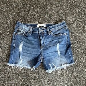 Kendall & Kylie Distressed Blue Jean Shorts